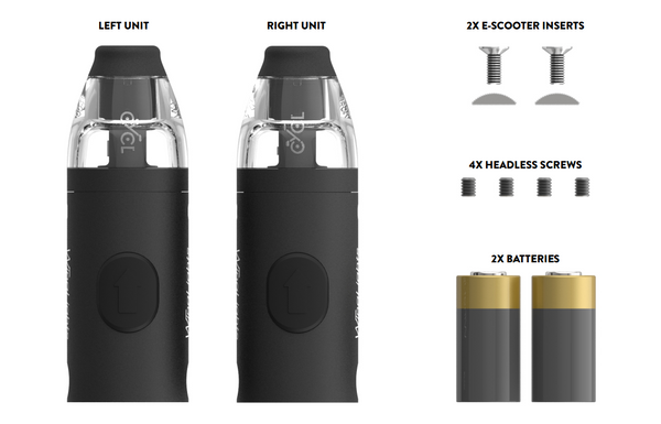 An image showing the contents of WingLights nExt set of battery powered blinkers by CYCL.