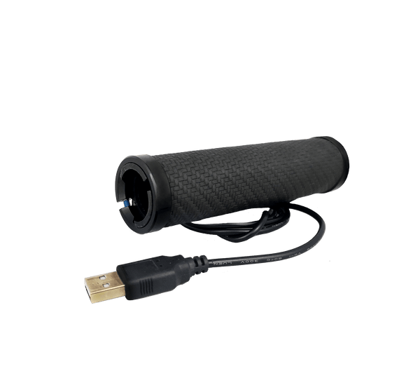 A CYCL Heated Grip with its USB cable, ideal for warming your rides on bicycles and e-bikes.