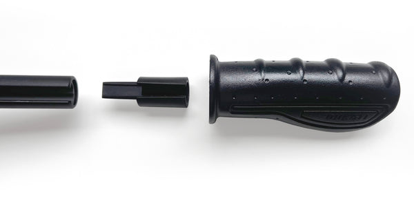 An image showing how to install a WingLights Plastic Adaptor for Electric Scooters on a handlebar.